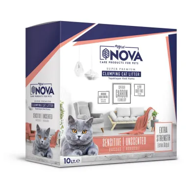Nova Hassas Kediler İçin Premium Topaklanan Kedi Kumu 10 LT