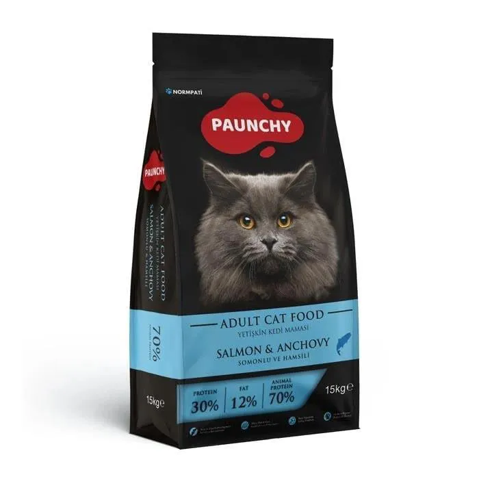 Paunchy Somonlu ve Hamsili Yetişkin Kedi Maması 15 Kg