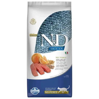 ND Ocean Düşük Tahıllı Somon ve Portakallı Kısır Kedi Maması 10kg