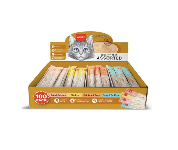 Wanpy Karışık 4 Lezzet 100'lü Krema Kedi Ödülü 100*14 gr