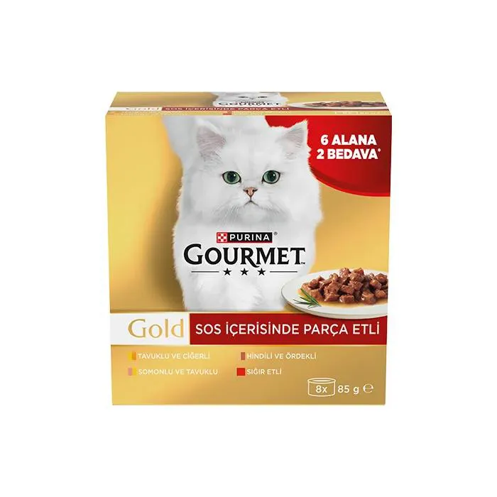 Gourmet Gold Box Sos İçerisinde Parça Etli Kedi Yaş Maması 85 Gr 8 Al 6 Öde