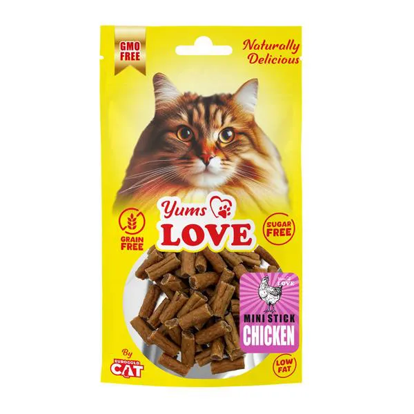 Yums Love Kedi Ödülü Mini Çubuk Tavuklu 2 cm 50 gr